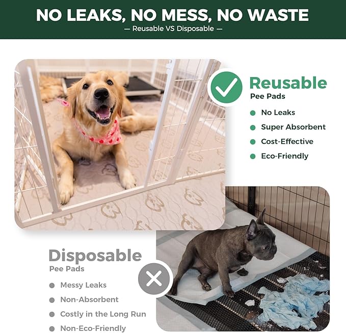 FXW Washable Pee Pads for Dogs, Puppy Pads with Super Absorbent, Specifically Designed for FXW Rollick/Homeplus 24inch 6 Panels Dog Playpen, 63" × 39" Rectangle, Khaki, 1 Pack