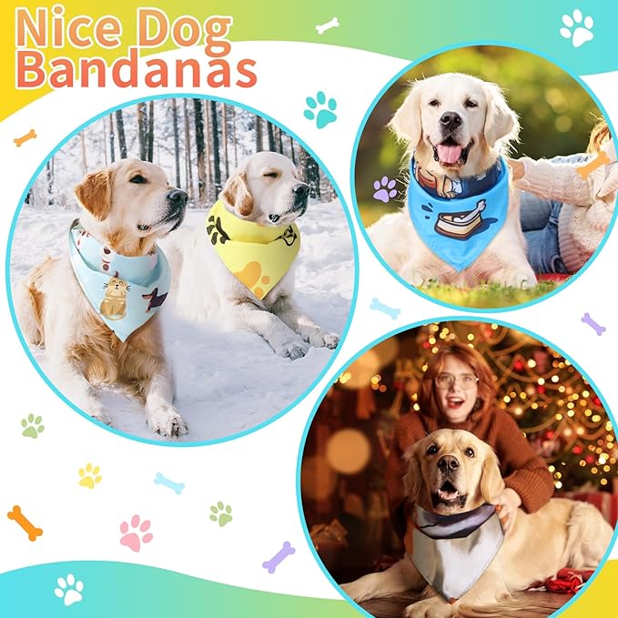 100 Pcs Paw Dog Bandanas Bulk Paw XL Pet Bandanas Colorful Triangle Pet Bibs Scarfs for Medium Large Dogs Spring Summer Birthday Holiday Costume Decoration