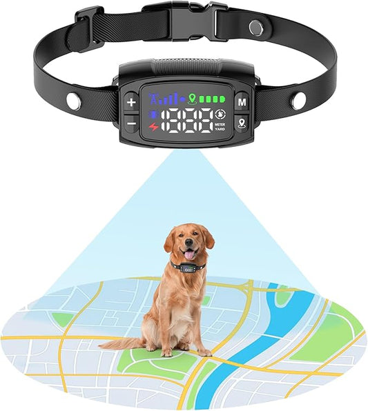 GPS Wireless Dog Fence, Electric Fence for Dogs, Pet Containment System with 3 Warning Modes, 33-1000 Yards Range, Boundary Collar for Pets Over 20 Lbs/ IPX7 Waterproof