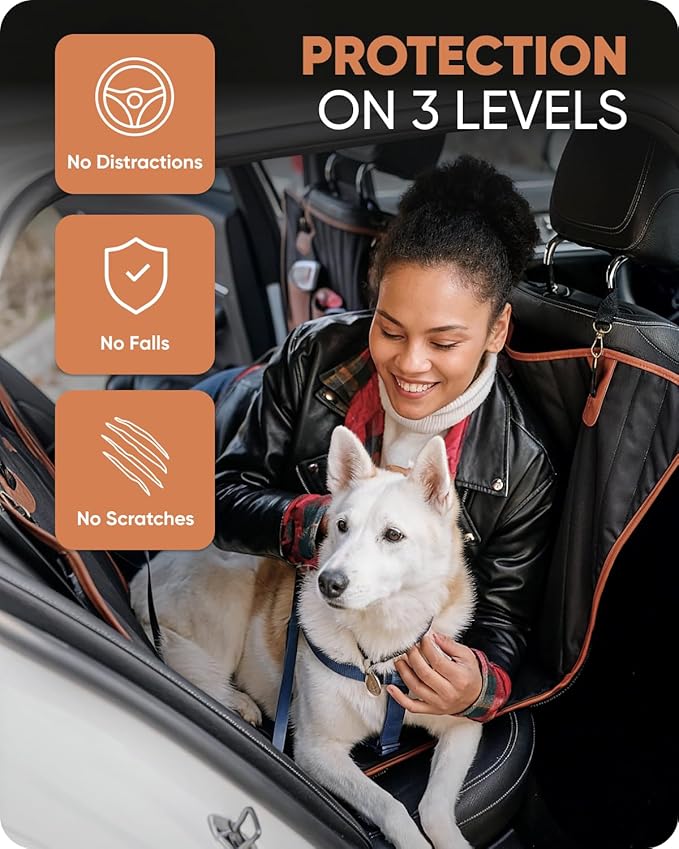 Hard Bottom Car Seat Cover for Dogs | Back Extender for Dogs | Hammock for Car Hard Bottom | Car Cover Back | Dog Seat Cover with 2 Mesh Ventilation Window Black