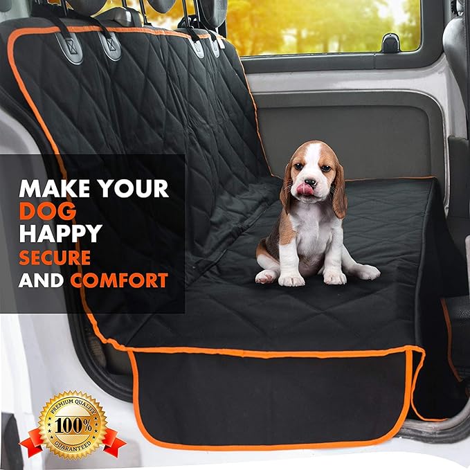 Doggie World Dog Car Seat Cover for Back Seat for XL Cars, SUVs & Trucks - Durable Car Cover Protector for Dogs, Nonslip Backseat Dog Hammock, Waterproof Scratchproof Protection Against Dirt, Pet Fur