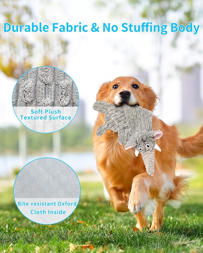 Dog Toys, Squeaky Plush No Stuffing Crinkle Dog Toy for Small Medium Large Dogs, [3 Pack] Interactive Puppy Teething Water Bottle Dog Chew Toy