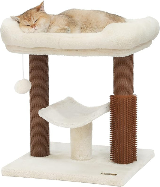 Hoopet cat Tree Tower,cat Scratching Post for Indoor Cats,Featuring with Super Cozy Perch,Cat Self Groomer and Interactive Dangling Ball Great for Kittens and Cats