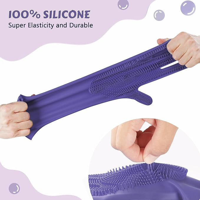 Pecute Heat Resistant Silicone Grooming Gloves with High-Density Teeth and Enhanced Five Finger Design for Bathing and Massaging Dogs and Cats