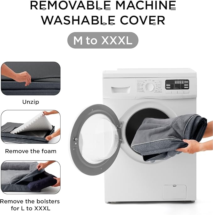 MADE 4 PETS Orthopedic Dog Bed for Large Dogs, Supportive Foam Big Large Pet Bed Sofa with Washable Removable Cover, Waterproof Dog Couch Bed, Non-Slip Bottom and Egg-Crate Foam, Grey