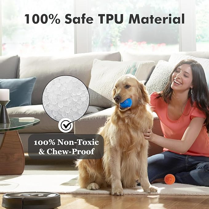 Interactive Dog Toy Ball for Indoor, Automatically Moving, Bouncing Ball Toy, USB-C Rechargeable (Blue+Orange)