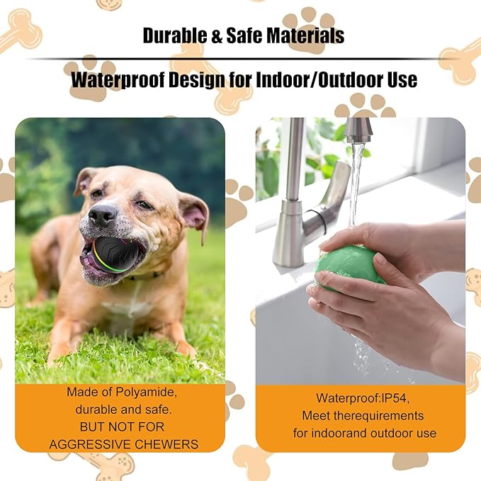 Interactive Dog Toys Dogs Ball,Moving Dog Toy with Touch Activated,Anti Boredom Dog Toys for Small Medium Dogs,Tough Motion Activated Automatic Vibrating Dog Ball,USB Rechargeable (Black)