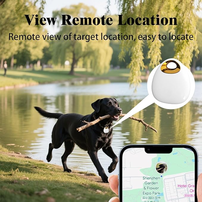 GPS Tracker for Dogs & Cats – Waterproof, Lightweight, Mini Real-Time Pet Locator with 1-Year Battery, No Subscription or SIM Required, Track History, iOS & Android Compatible