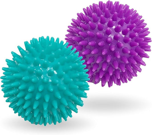 Spiky Dog Ball 3 Inch Squeaky Toy for Small - Medium Dogs Aggressive Chewers Puppy Teething Toys Dog Spike Ball for Training and Teeth Cleaning - 2 Pack