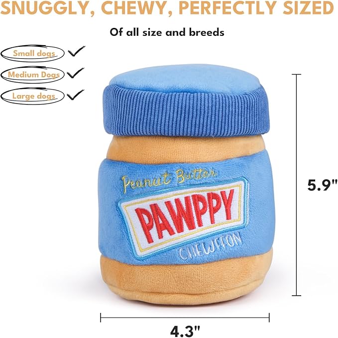 Interactive Dog Enrichment Toy, Cute Crinkle&Snuffle Puppy Toys, Hide & Seek Puzzles, Peanut Butter Jar Toys for Brain Stimulation, for All Dog Sizes