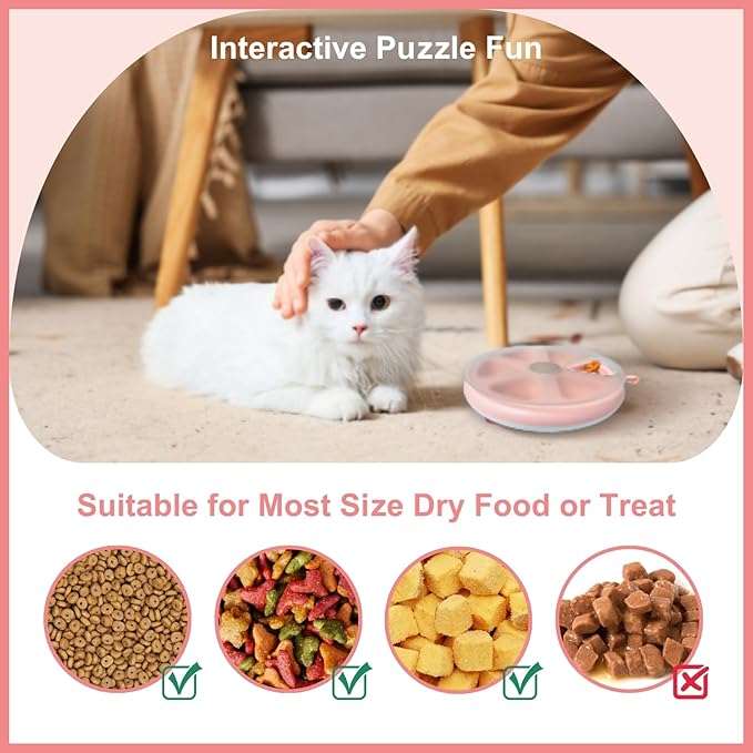 Interactvie Cat Treat Toys, Food Puzzle, Maze Feeder Toys for Indoor Cats and Kittens (Pink)