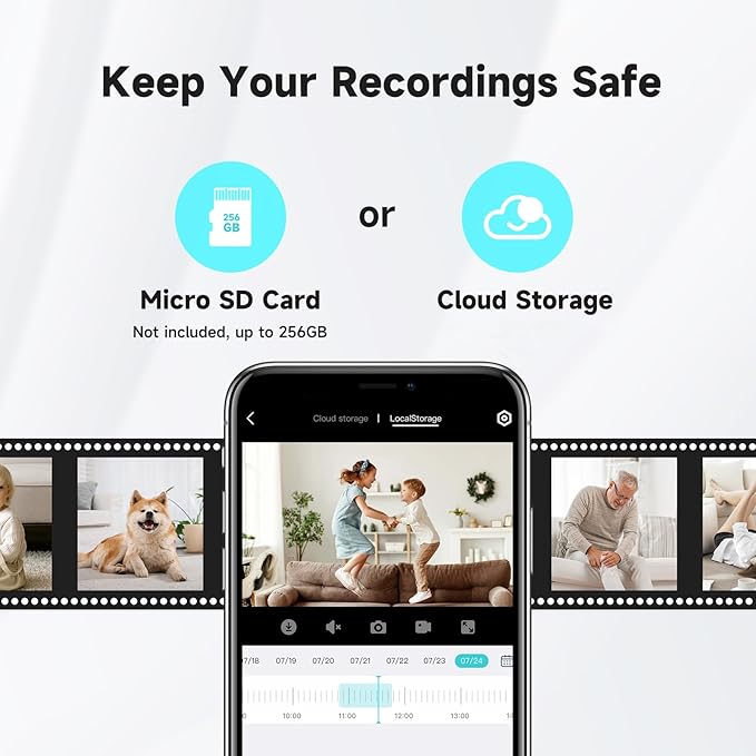 3MP Nanny & Elder Camera 2-Pack, Indoor WiFi Home Cameras with App, Night Vision, 2-Way Talk, Motion Detection, 2.4G/5G, Compatible with Alexa