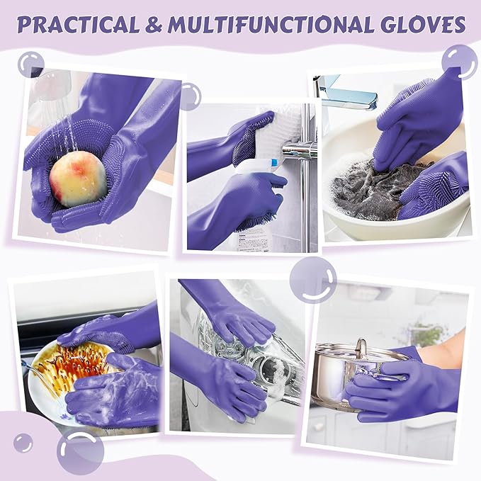 Pecute Heat Resistant Silicone Grooming Gloves with High-Density Teeth and Enhanced Five Finger Design for Bathing and Massaging Dogs and Cats