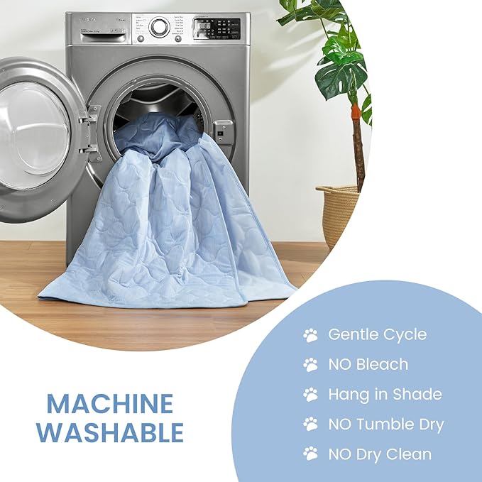 Cozy Bliss Leakproof Cooling Blanket for Small Dogs – Q-Max>0.4, Durable & Washable Dog Cooling Mat for Hot Weather, Soft Pet Throw & Couch Protector for Puppies & Cats, 25x35 Inch, Heather Cool Blue