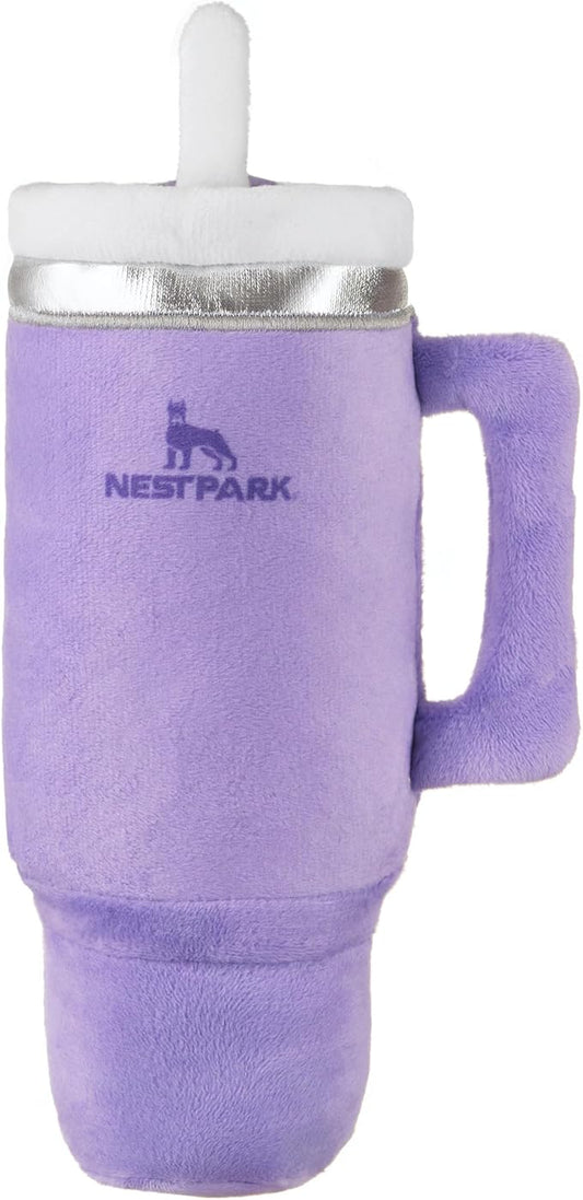 Tumbler Cup Funny Dog Toy - Parody Plush Squeaky Crinkle Dog Toy (Orchid Purple)