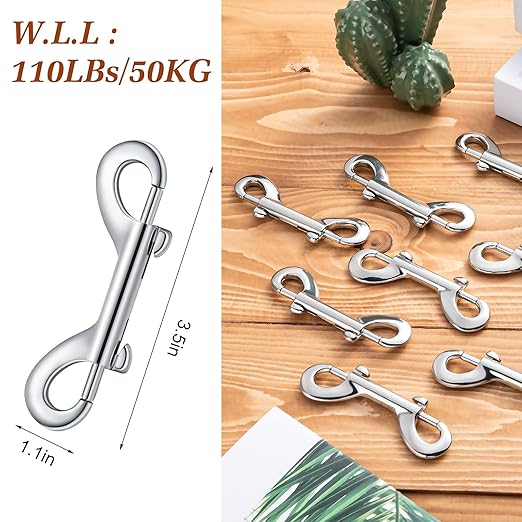 Hotop 40 Pcs 3.5 Inch Double Ended Bolt Snaps Hooks Zinc Alloy Trigger Chain Metal Clips Key Holder for Linking Key Chain Dog Leash Collar Pet Sling Feed Buckets(Silver)