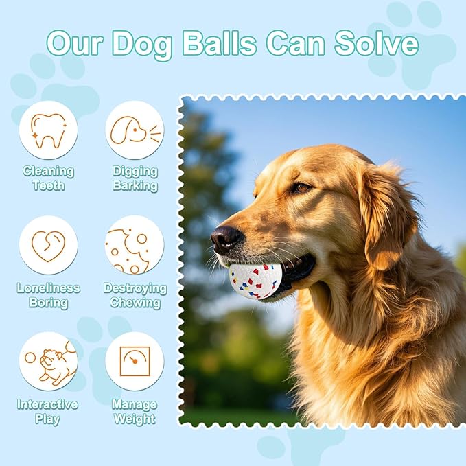 Dog Balls, Chew Toy Tennis for Aggressive Dogs, Interactive Toys for Tossing and Catching, Lightweight Toys That Float on Water, Balls for Large/Medium/Puppies Dogs