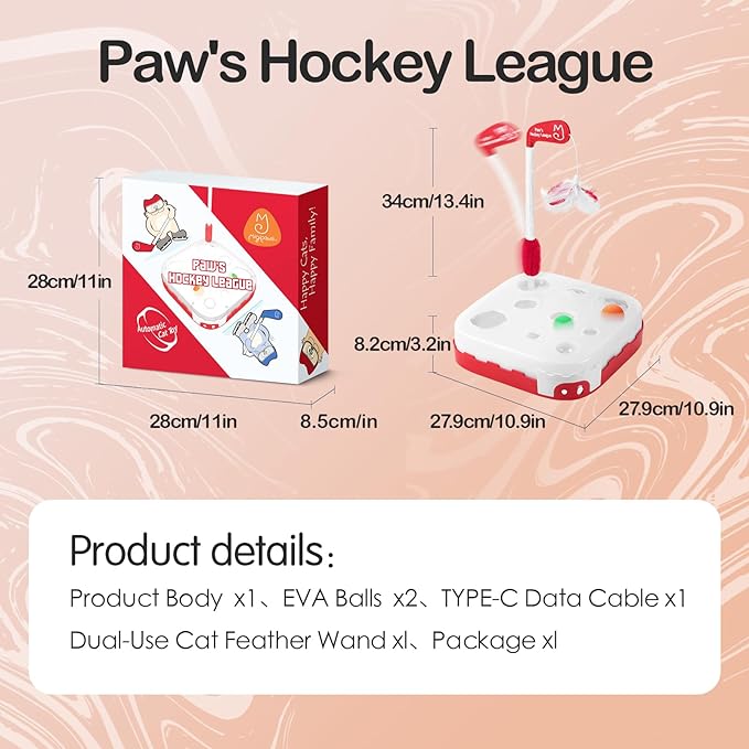 Migipaws 5-in-1 Interactive Cat Toy,Motion Activated Indoor Playset with Automatic Pop Bounce Cat Ball,Detachable Feather Wand, Rechargeable