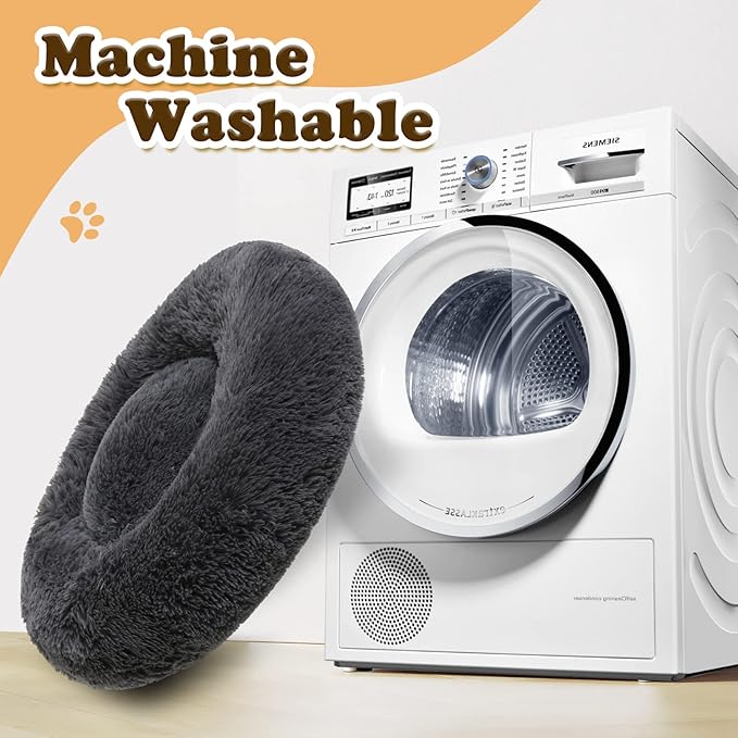 JOLLYVOGUE Dog Bed, Calming Anti-Anxiety Large Dog Bed, Fluffy Donut Cushion for Medium and Large Pets (39")