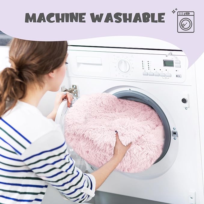 Himax Dog Beds for Small Dogs&Cats, Comfort Dogs Beds with Blanket Attached, Calming Anti-Anxiety Fluffy Dog Bed Washable (20"/26"/35") Pink