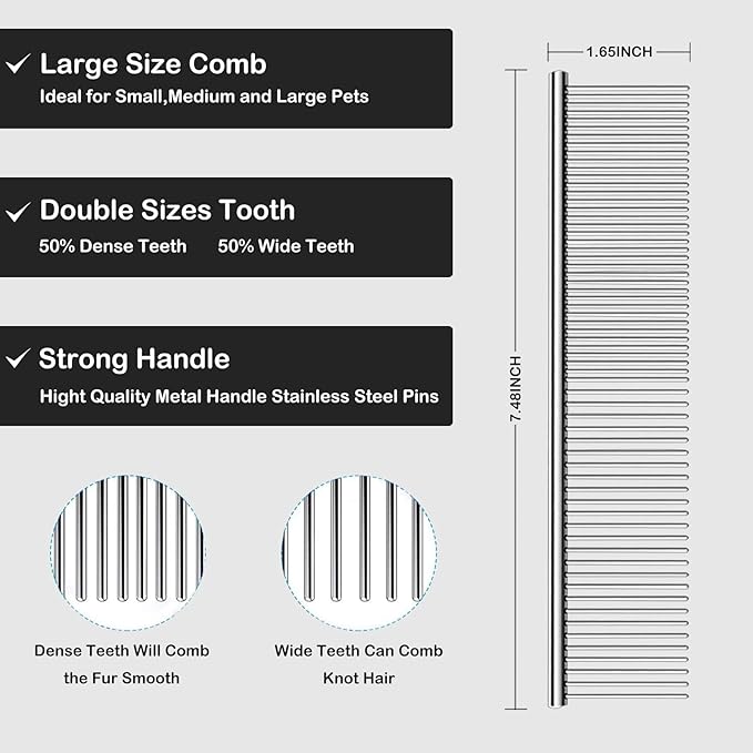 Black Slicker Brush for Goldendoodles, Labradoodles, Poodles - Grooming Kit for Medium & Long Haired Dogs