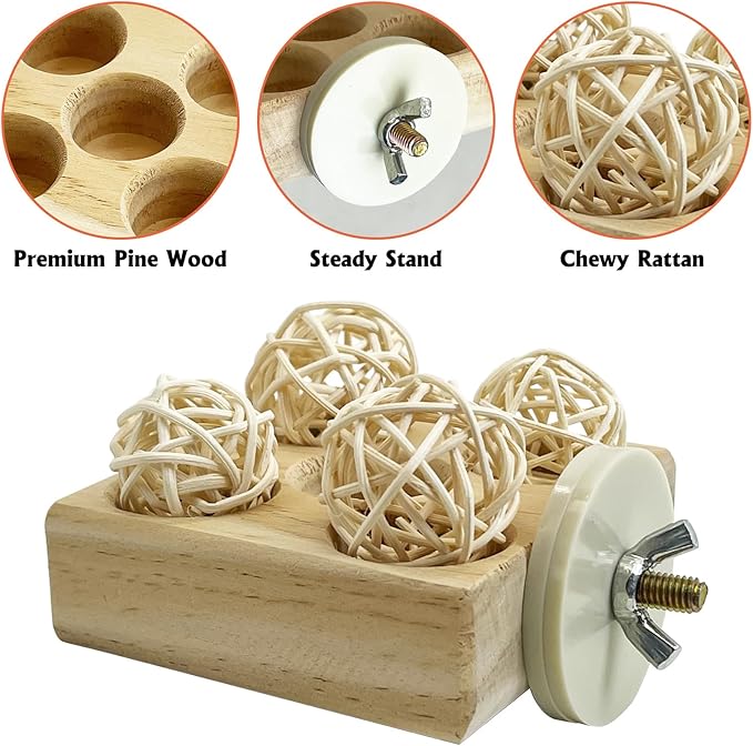 Hamiledyi 2 Pack Wooden Foraging Bird Toys - Interactive Slow Feeder Enrichment for Conures, Budgies and Lovebirds | Cage Climbing Puzzle Toys for Small Parrots Promoting Natural Pecking Behavior