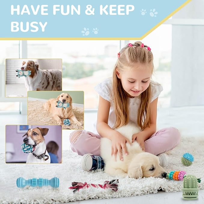 Dog Chew Toys for Teething,Boredom,Toothbrush,18 Pack Puppy Toys with Rope Toys, Balls and Squeaky Toys for Small/Medium Breeds