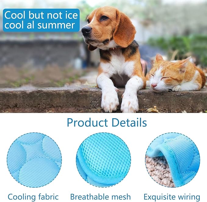 2025 New Dog Cooling Mat, Washable Portable Pet Coolings Pad for Dogs, Portable Dog Cool Bed for Indoor Outdoor- Keep Chill (Blue, X-Large, 38"x26.5")