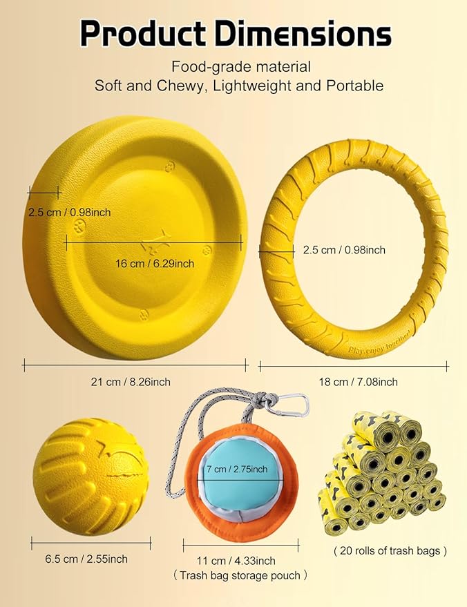 Dog Flying Disc Toy， Soft Indestructible Dogs Flying Disc Pack ，for Aggressive chewers Medium Large Dog，Dog Beach Essentials Water Pool Float Toys (Flying Disc Set 1 Box)