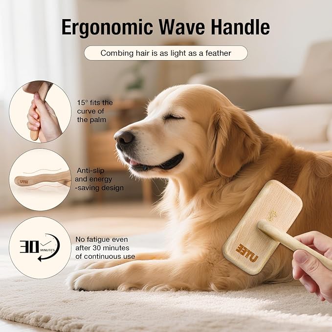 UTEE Big Dog Slicker Brush for Dogs (Goldendoodles, Labradoodles, Poodles) Hair Maintenance Medium to Long Hair Breeds Groom Like a Professional, Fluff Detangle Style, Saves Time Energy -Large
