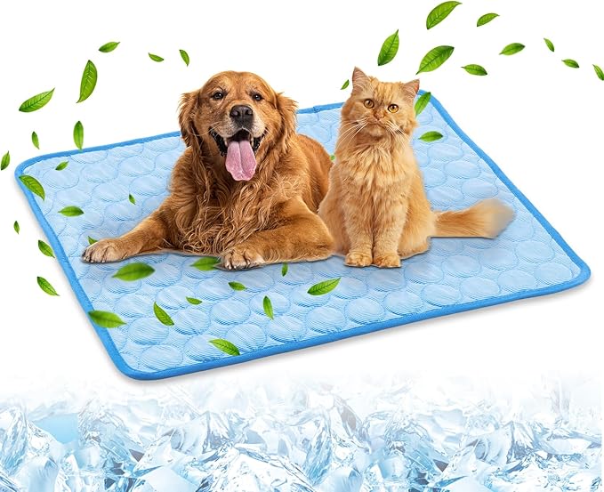 Dog Cooling Mat,2025 New Pet Cooling Mats,Washable Portable Pet Coolings Pad for Dogs & Cats Sleeping Mats for Summer,Portable Dog Cool Bed for Home & Outdoor, Keep Cool (Blue-XL-39×30")