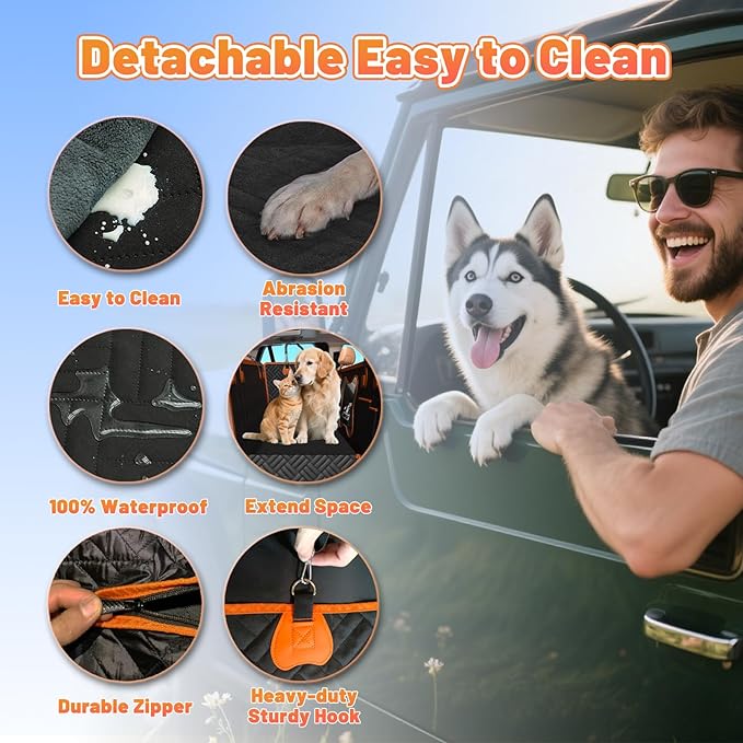 Dog Car Seat Cover for Back Seat Waterproof Pet Hammock with Hard Bottom Sturdy 400lb Backseat Extender for Dogs Easy to Clean Car Seat Protector Dog car seat Covers