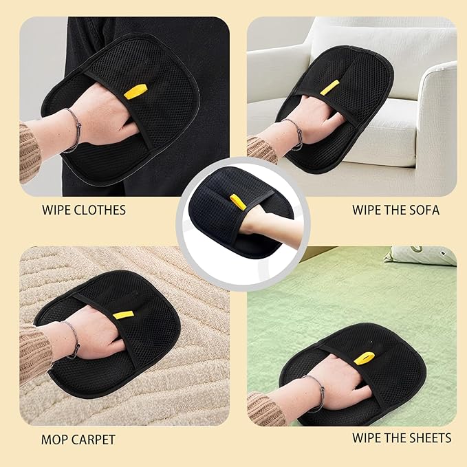 Electrostatic Pets Hair Remover Mitt – Hair Removal Glove to Remove Cat Hair & Dog Fur – Reusable Pet Hair Removal Mitt for Furniture, Couch, Carpet Peonly Hand Fur Remover Tool (2)