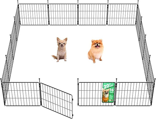 FXW MiniPaws Unleashed Dog Playpen for Yard & RV Camping, Expandable 20-inch 16 Panels for Puppies and Small Dogs, Portable for Indoor and Outdoor Use