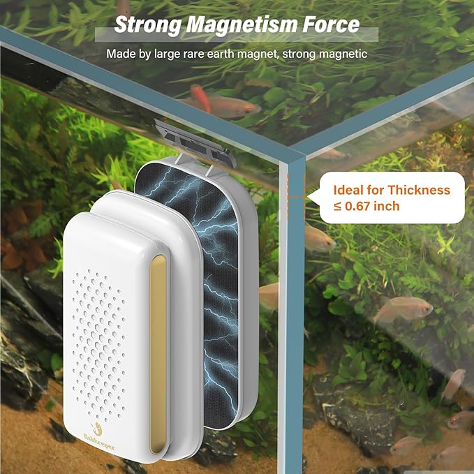 fishkeeper Magnetic Aquarium Fish Tank Glass Cleaner - Exquisite & Super Strong Magnetism, Double Side Floating Algae Scraper Cleaning Tools for 0.1 to 0.7 Inch Glass Tanks (Mini/M/L/XL)