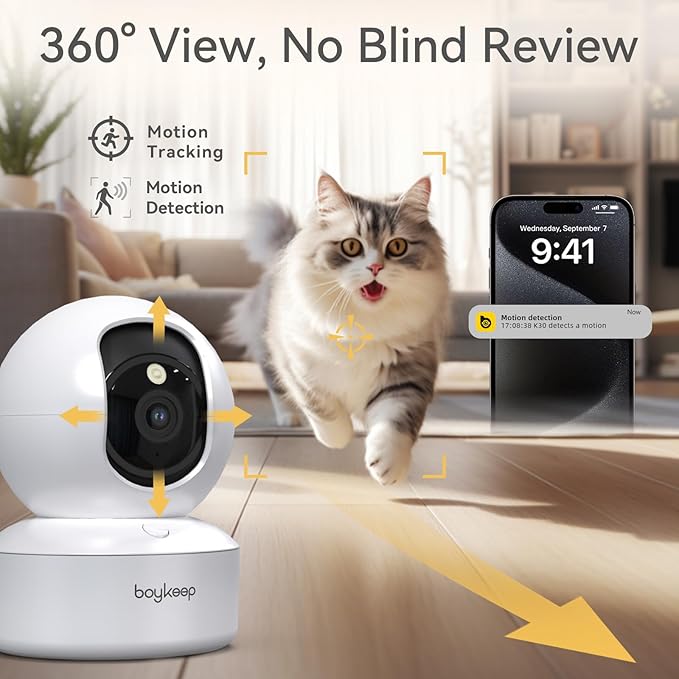 Indoor Camera - 2K Pet Camera, 5G/2.4GHz WiFi Cam for Baby Monitor with Phone App, 360° Pan & Tilt, 2-Way Audio, Color Night Vision, New for 2025 with 12s Free Cloud Storage