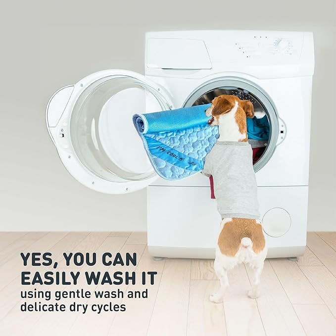 INSPECTOR TAIL Self Cooling & Traveling Mat + Free String Bag Pack/Washable & Portable Pet Soft Pad for Indoor or Outdoor/Perfect for Dog & Cats for Car Travel Kennel Sofa Bed Floor/Blue