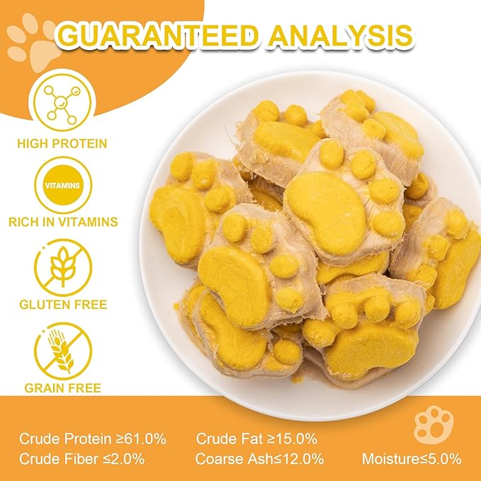 Freeze Dried Cat & Dog Treats with Pumpkin - Natural Chicken, Salmon, Beef Liver & Fish Oil for Digestion Gut Health (14 pcs)