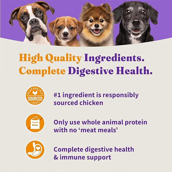 Halo Holistic Dog Food Cage Free Chicken & Brown Rice Formula, Healthy Grains Dry Dog Food, Complete Digestive Health, Kibble for Adult Dogs, 21 lb Bag