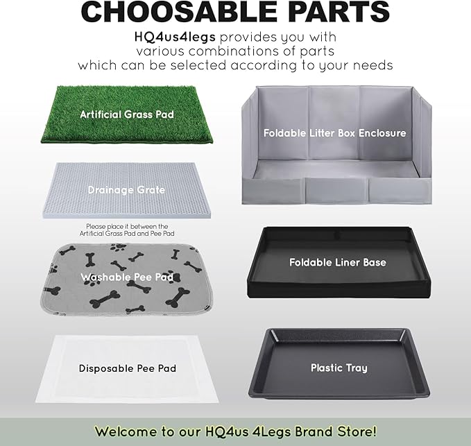 HQ4us Dog Grass Pad with Tray Large 34”×23” Dog Litter Box Toilet with 2×Artificial Grass for Dogs with Hemmed Edge, Pee Pads for Dogs, Realistic, Less Stink, Potty for Balcony