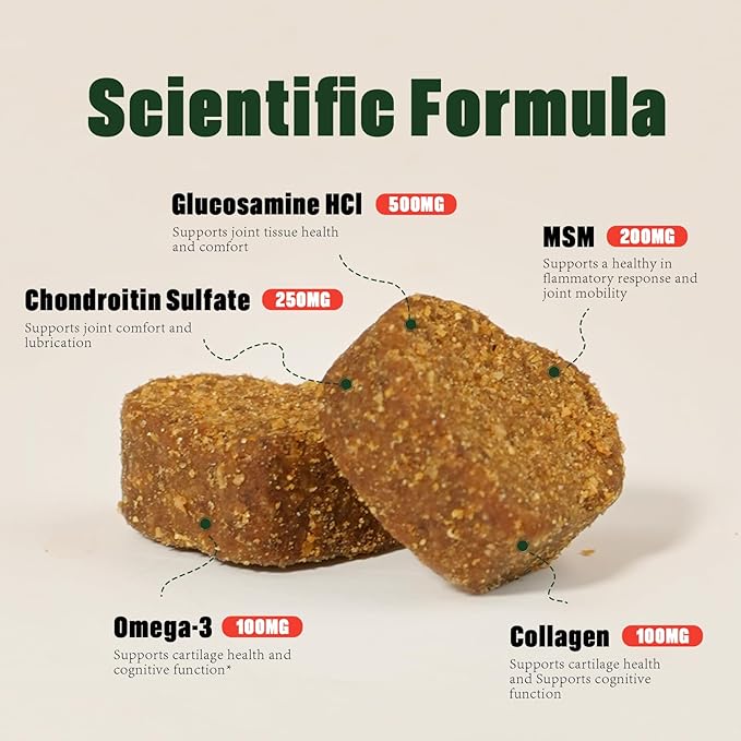 Premium Glucosamine for Dogs — Hip and Joint Care Chews (90 Chews) with MSM, Natural Chondroitin, Collagen, and Omega-3 — Relieve Hip and Joint Pain, Help Improve Mobility Orsacchiotto