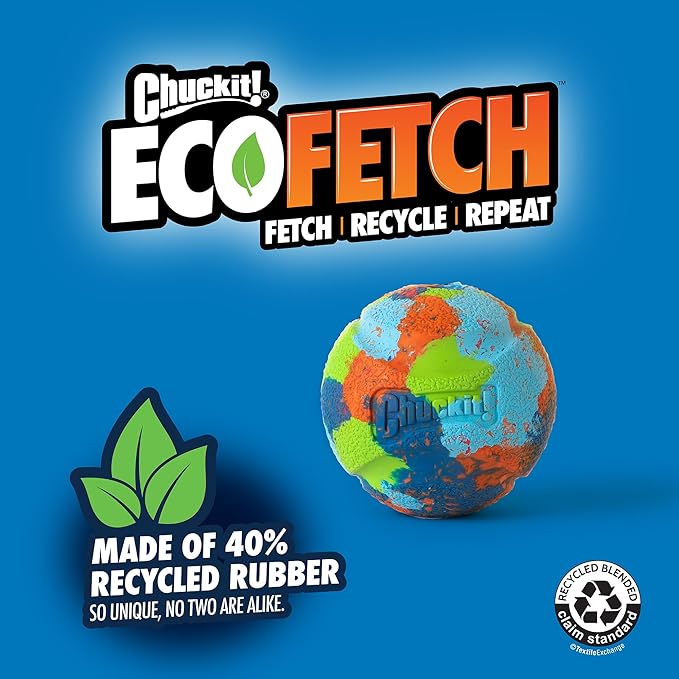 Chuckit! Limited Edition EcoFetch Ball Dog Toy, Medium (2.5 Inch Diameter) Pack of 3, for Breeds 20-60 lbs