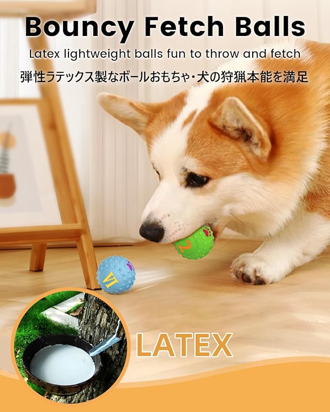 SCHITEC Squeaky Puppy Toys, 2'' Interactive Latex Squeak Dog Ball Toy, [4 Pack] Soft Rubber Bouncing Fetch Play Pet Balls for Mini Breed Small Dogs Puppies