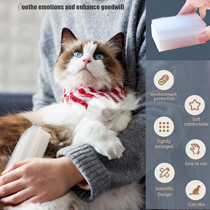 2PC Soft Cat Brush for Grooming - Gentle Cat Tongue Brush with 1300+ Barbed Serrations, Brushes for Sensitive Cats - Lightweight, gentle, Perfect for Daily Grooming & Enhancing Bonding