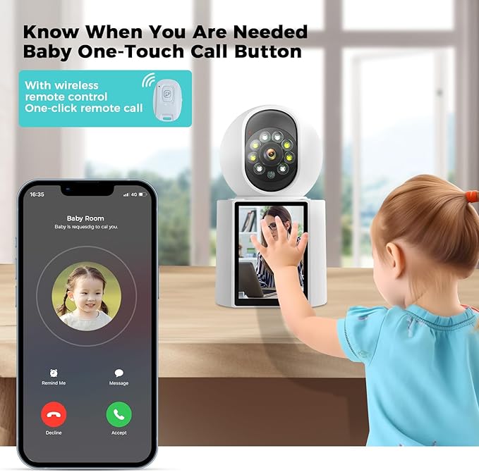 Video Call Security Camera, Indoor Camera for Home with App, 2K Full Color Night Vision, One-Click Call Two-Way Video, Ease to Set up, Motion Detection, Auto Tracking, Child Elder Dog Pet