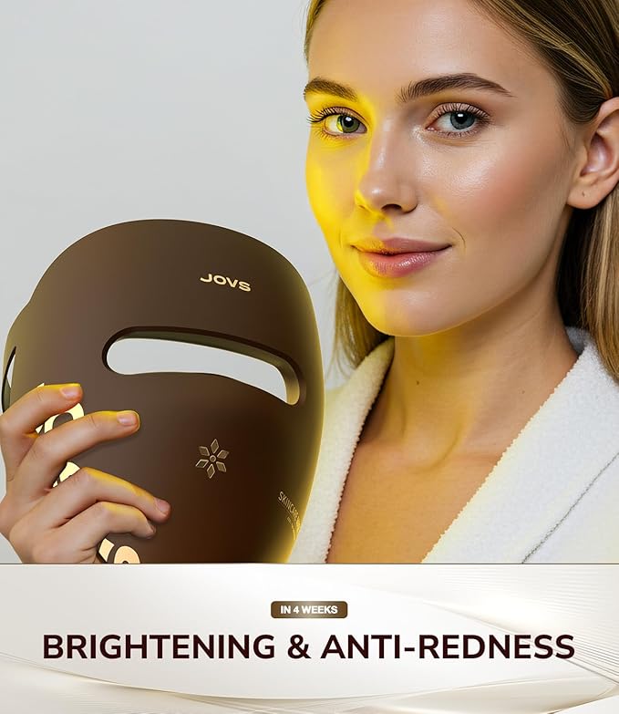 JOVS Red Light Therapy Mask for Face, LED Face Mask with Near-Infrared Light, Rechargeable, 4 Modes, Portable Anti-Aging Skin Care Device for Home Use