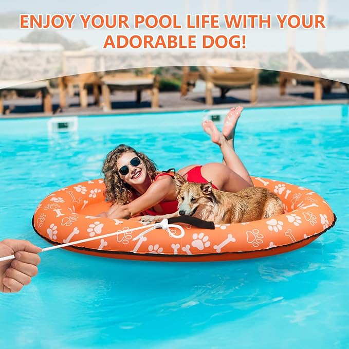Large Dog Pool Float - 59"X39" Dog Pool Float for Large Dogs, Puncture Proof pet Floats Holds Up to 110 Lbs