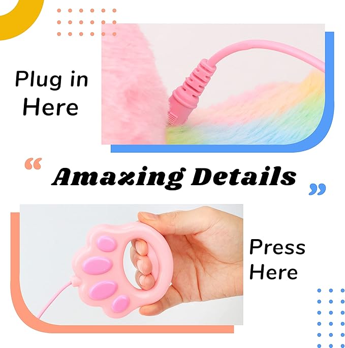 Hopearl Walking Cat Interactive Electronic Pet Singing Kitty Toy Remote Control Leash Animated Musical Kitten Miaow Wagging Tail Touch Recognition Gifts for Toddlers Birthday, Rainbow, 10.5''