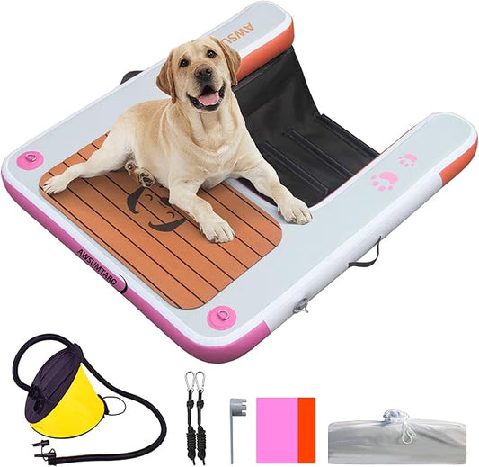 Inflatable Dock, Load-Bearing 200 pounds, Dog pet ramp, Suitable for Swimming Pools, Boat Docks, Lakes, Beach use Water Sports Platform.