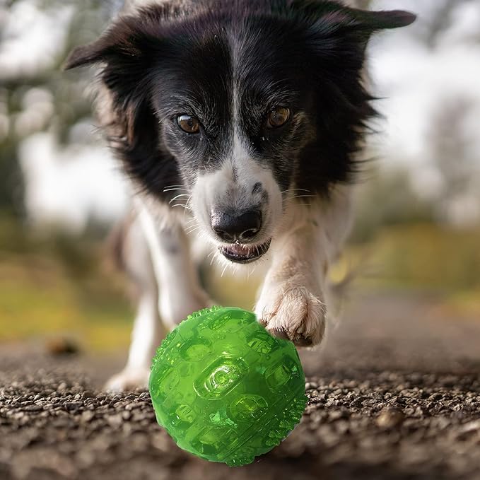 3'' Squeaky Dog Toy Balls for Lagre Medium Breed, Indestructible Dog Balls for Playing, Fetching & Retrieving, Durable Aggressive Chewers, 2 PCS Blue+Purple